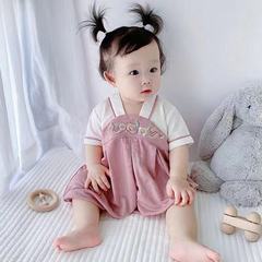 夏季嬰兒古風刺繡純棉短袖連體衣新生女寶寶洋氣外出漢服哈衣爬服