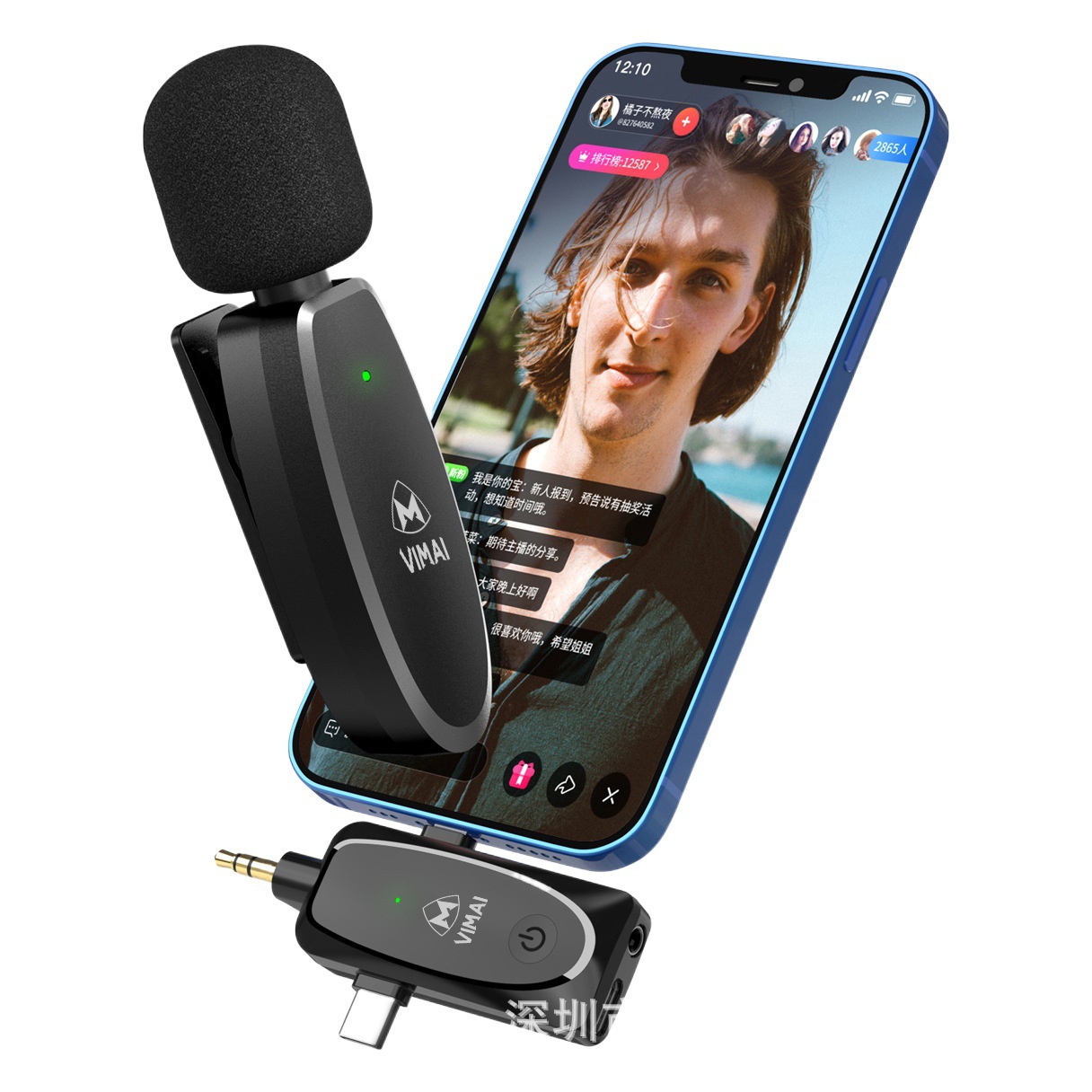 Clip de cuello micrófono ancla lianmai teléfono móvil al aire libre transmisión en vivo micrófono de reducción de ruido nueva venta caliente inalámbrico de baja latencia