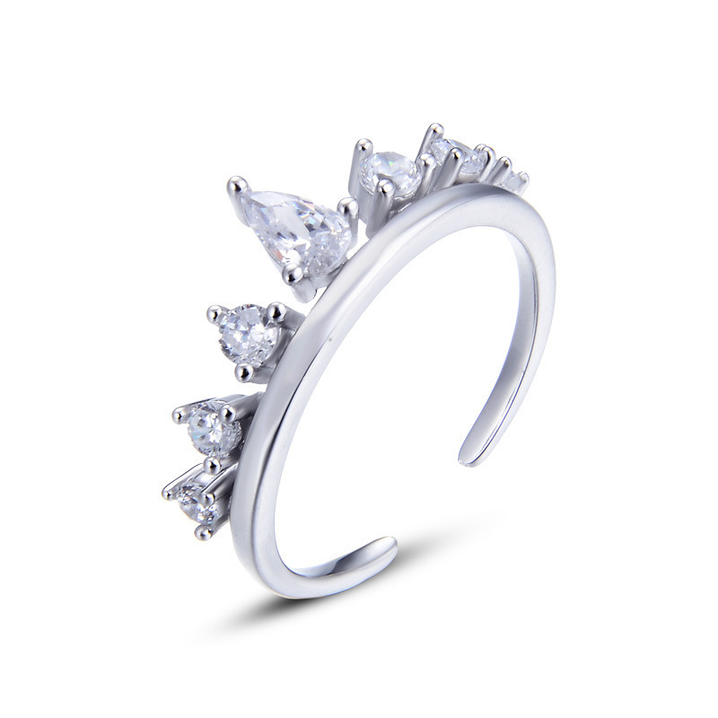 Anillo de corona de plata esterlina S925 mujeres europeas y estadounidenses nicho de estilo de diamante de alta calidad personalidad anillo de plata suministro al por mayor
