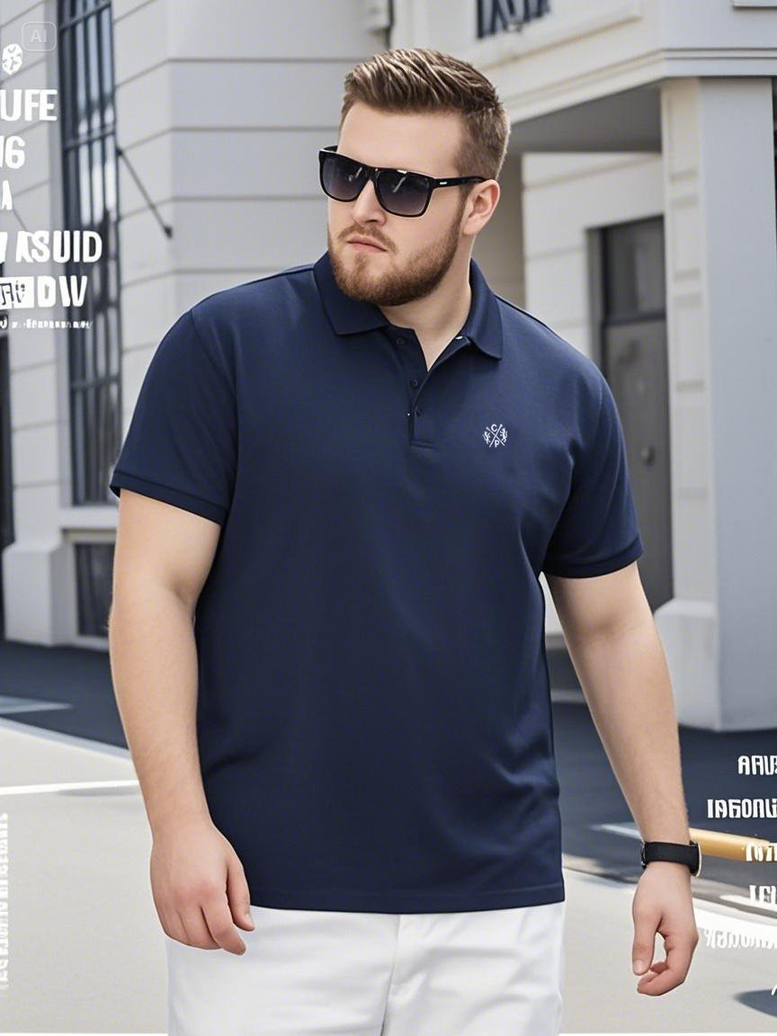 1808 New Lapel T-Shirt Extra Large Size European Style Hong Kong Style Polo Short-Sleeved T-Shirt Youth Casual Loose Fit Plus Size 7XL