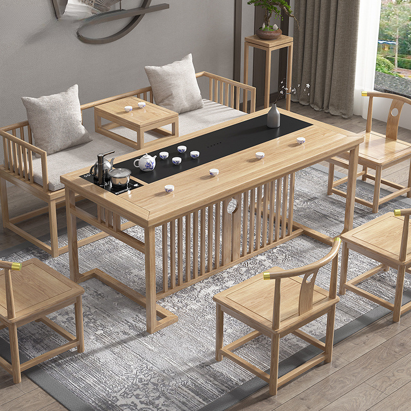 Mesa de té de madera sólida mesa de té lujosa nueva mesa de té china simple mesa de té de oficina integral