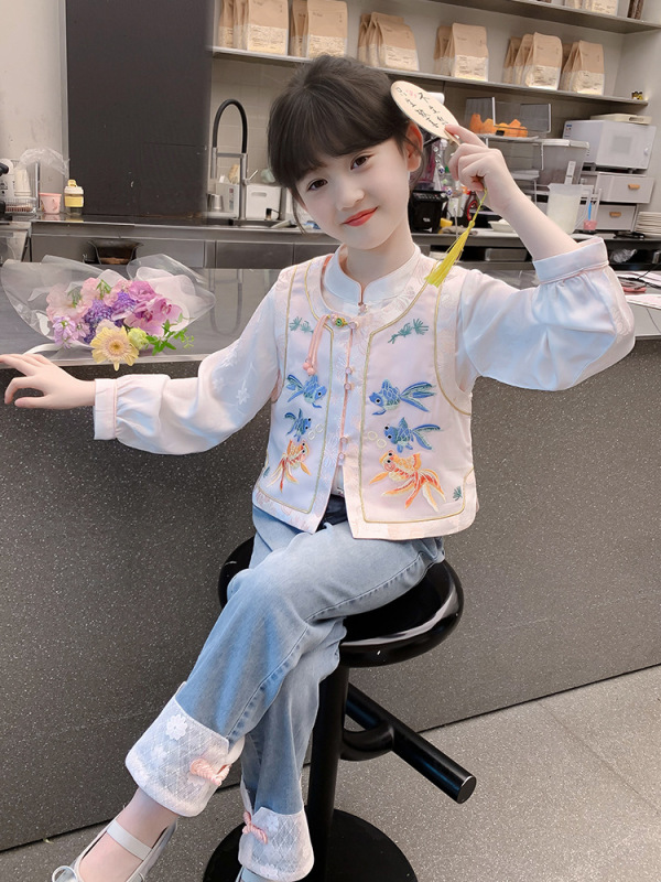 女童春装套装2025新款儿童汉服新中式国风三件套春秋季小女孩洋气|undefined