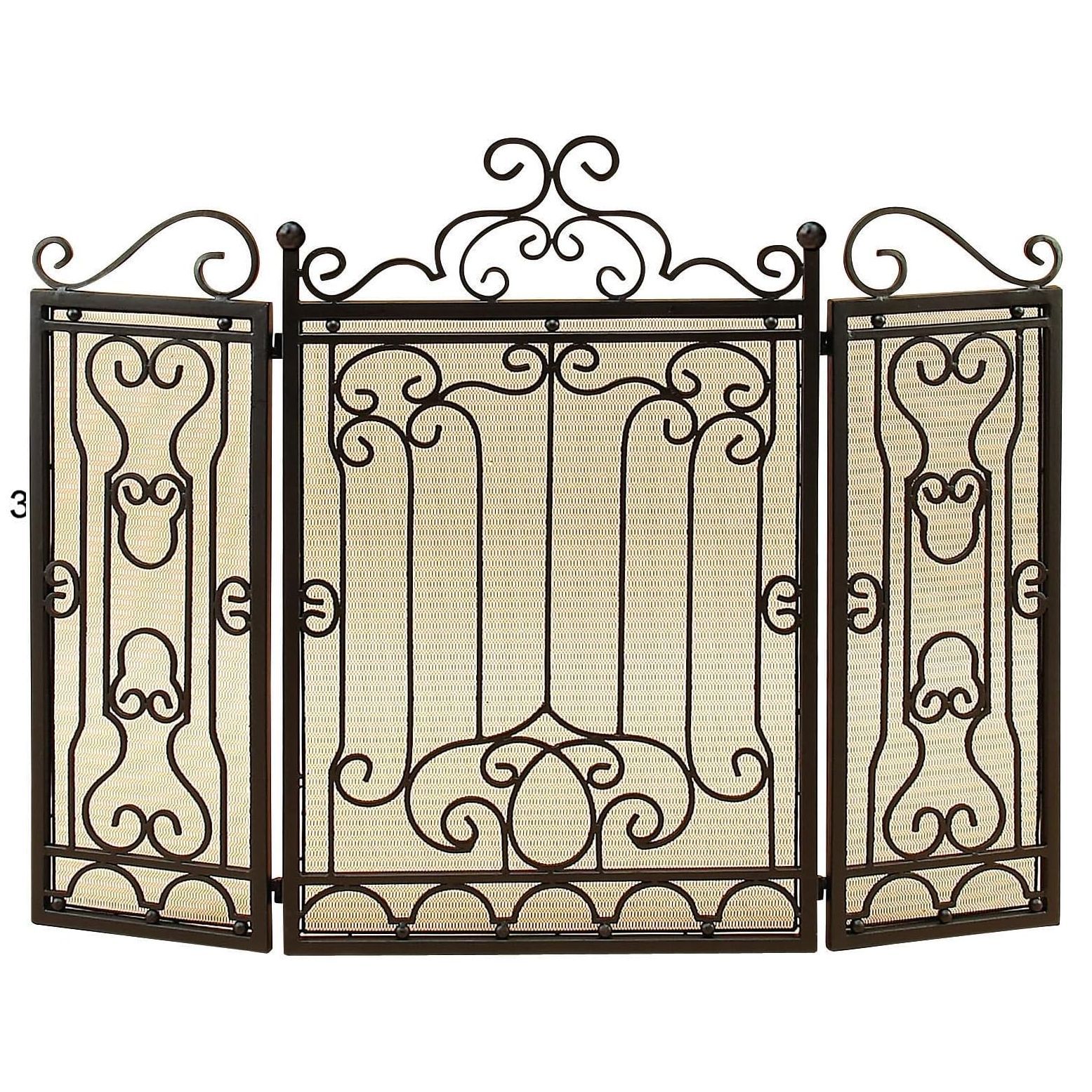 Exquisite Luxury Iron Wire Decorative Folding Screen, Indoor Living Room Fireplace Safety Partition Screen