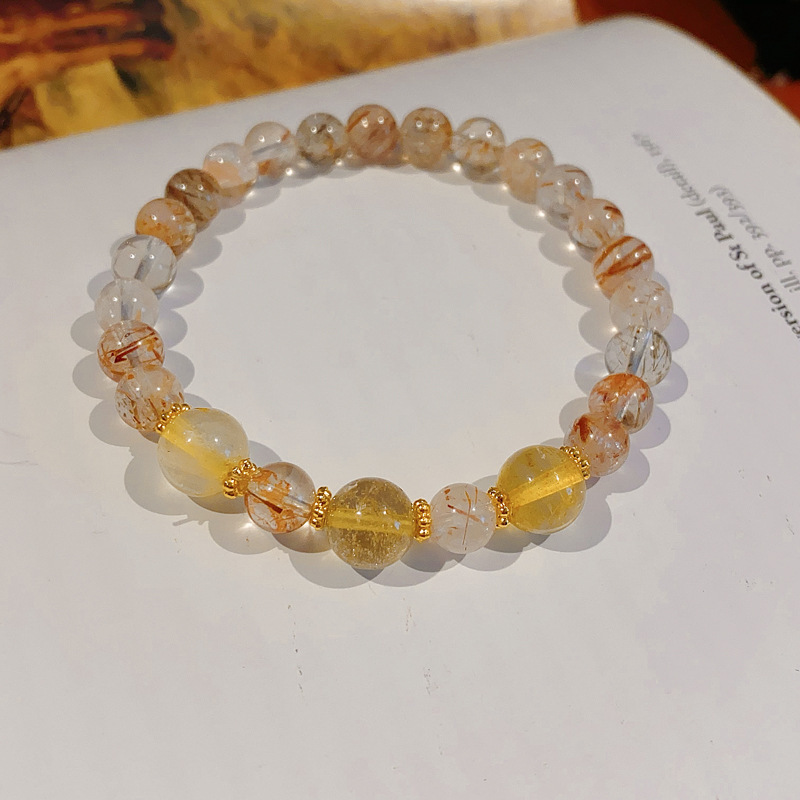 26 # Citrine Black Gold Super Crystal Pulsera-Exquisita caja de regalo