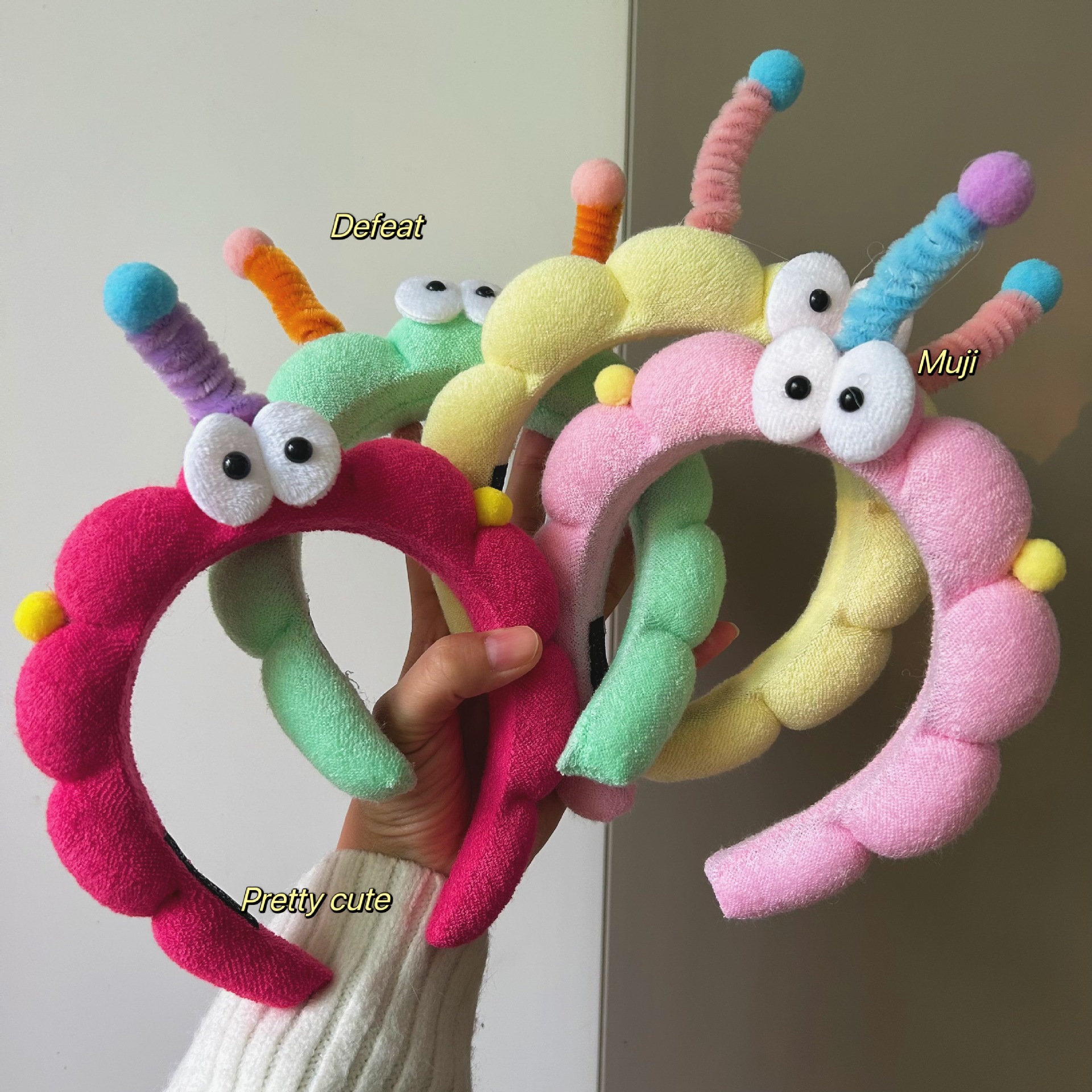 Feo, lindo, divertido, palo de torsión, esponja de ojos grandes, lavar la cara, banda de cabello casera, lavar la cara, maquillaje, banda de cabello rotura, tarjeta de cabello