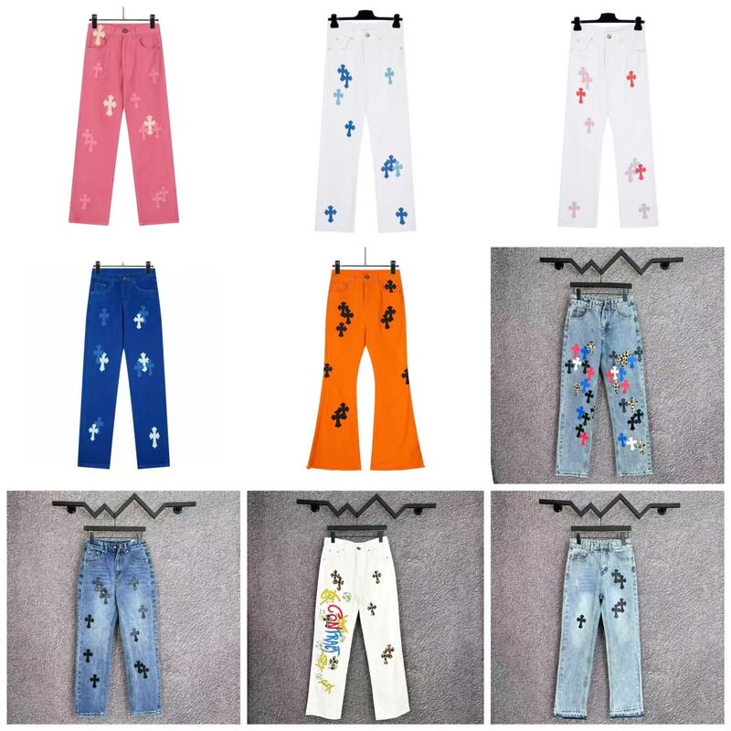 European and American Poison SS Correct Edition CH Ke Luo Cross Pibiao Washed Jeans Couple Street Loose Pants