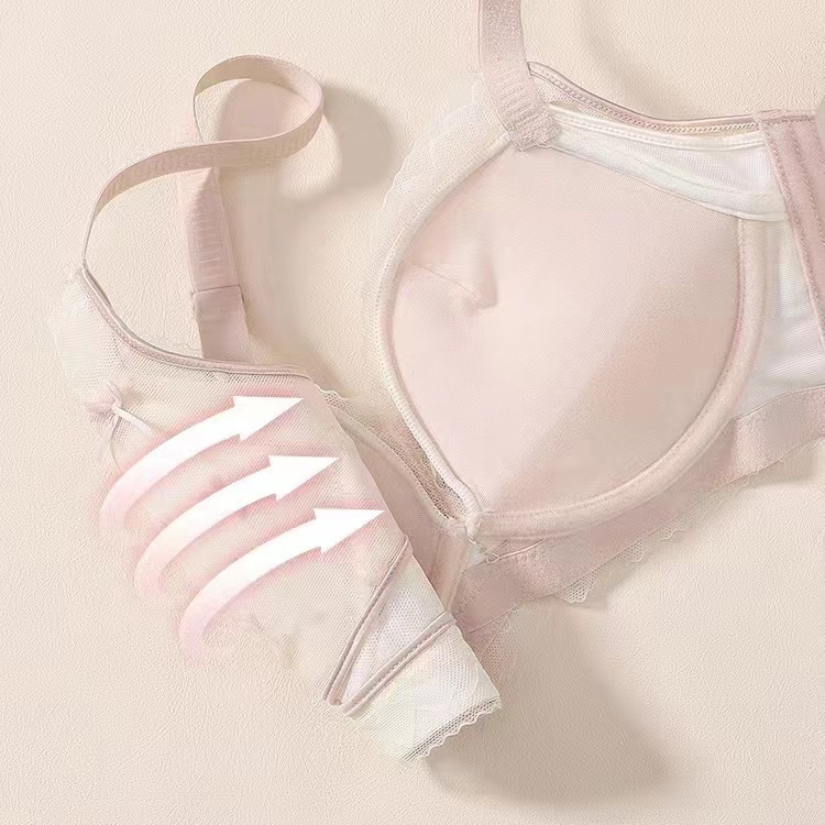 2355 Luz de lujo dulce encaje chica ropa interior las mujeres cómodo inalámbrico proteína pequeño pecho engrosado push up BRA traje