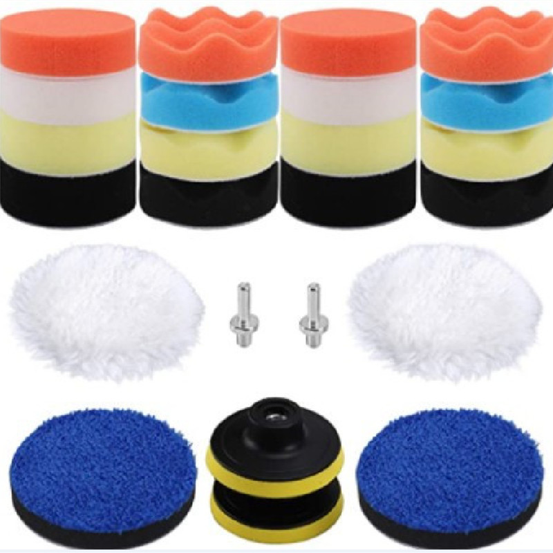 跨境供应3寸24件套海绵抛光轮汽车美容打蜡羊毛垫毛毡轮套装厂家