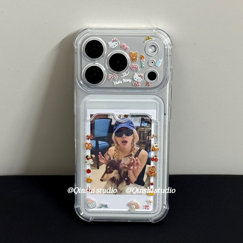 Kt Cat Card Holder Is Suitable for Apple 17 Promax Phone Case 16 15 Card Holder 14 Couple 13 12 11 Soft Case
