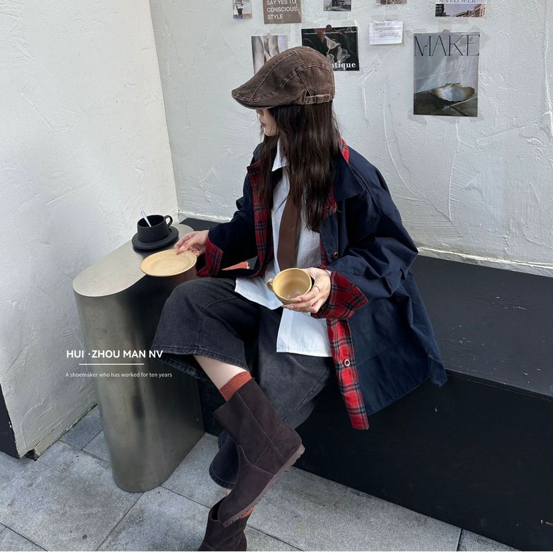 真皮复古磨砂皮短靴女秋冬2025新款软底翻毛皮勃肯两穿平底马丁靴|undefined