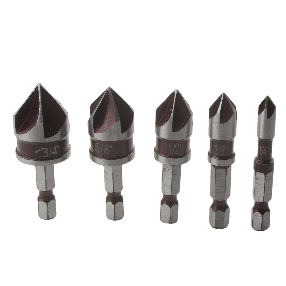 5pcs红色六角柄五刃倒角器6