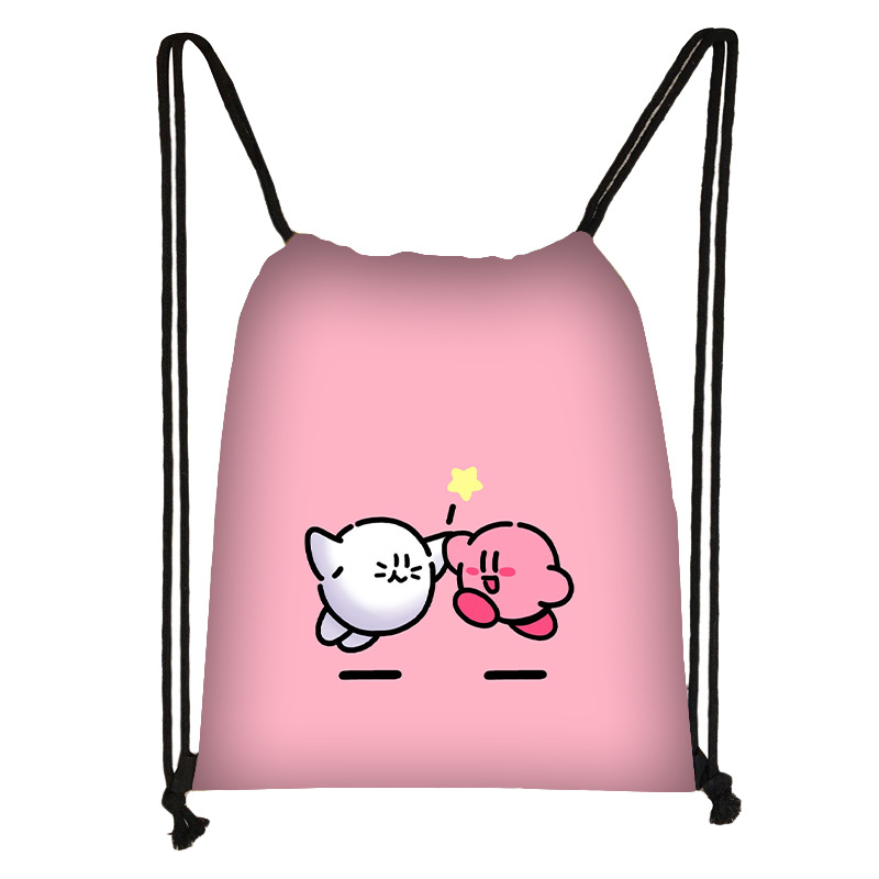 2023新款星之卡比兒童束口袋學生便攜雙肩背包戶外收納袋跨境批發