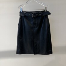 2025冬季新款女装百搭PU皮短裙高腰半身裙腰带款皮裙半裙 354127