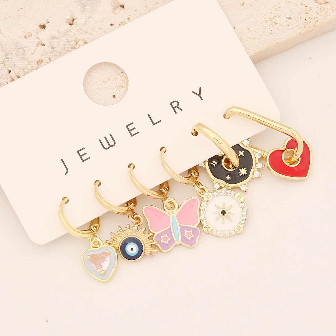 heart, butterfly, copper earring