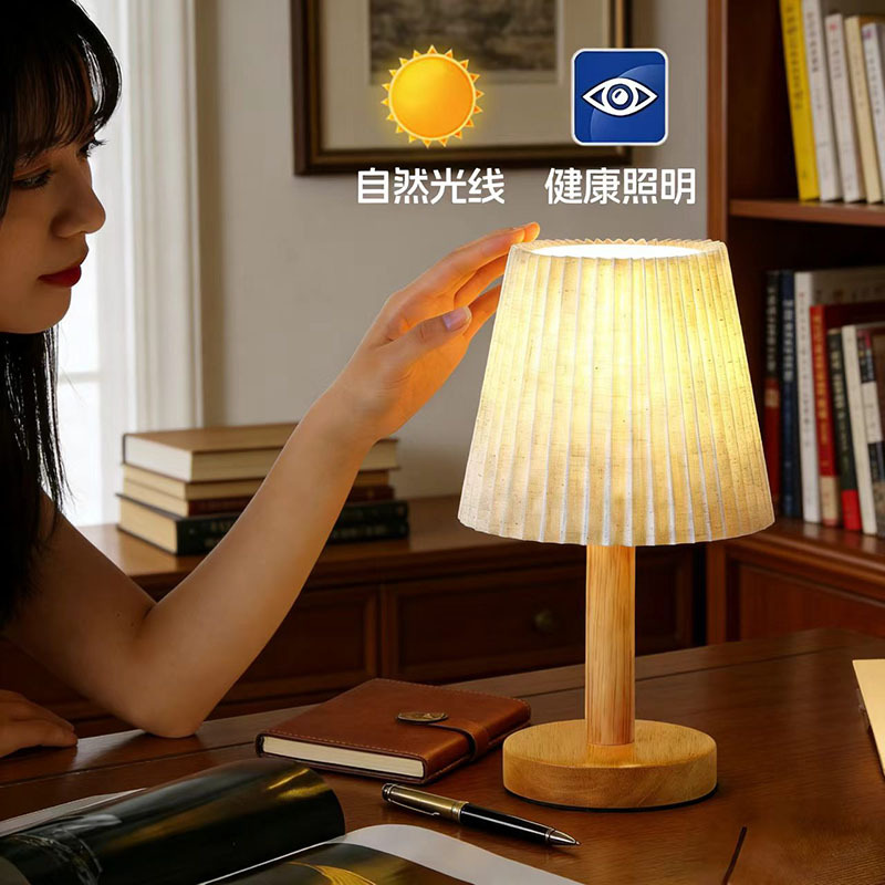 Lámpara de noche de estilo coreano de madera de madera japonesa linas de cama nórdicas lámpara de cabecera de cama de bar decoración de lámpara image 6