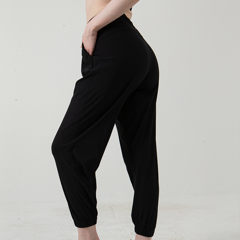 新款冰丝运动裤女薄款垂感阔腿宽松休闲透气轻薄束脚防晒瑜伽裤子