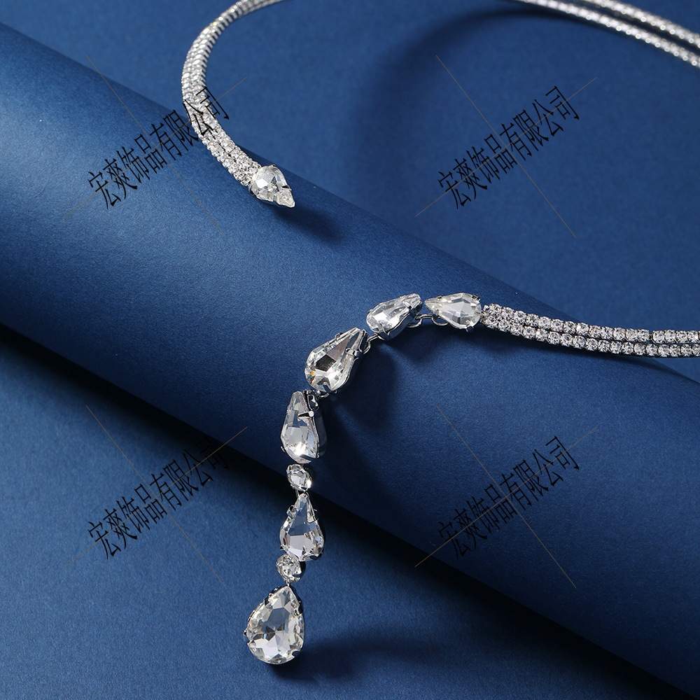Zircon simple goteo de agua cabello collar de joya cabello collar collar de diamante nicho de alta calidad para enviar novia