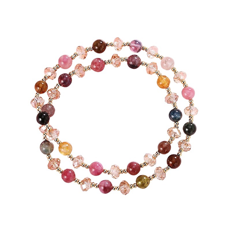 Pulsera de cristal de las mujeres de alto sentido productos genuinos turmalina natural multi-Círculo Pulsera diseño original pulsera de colores regalo de cuentas