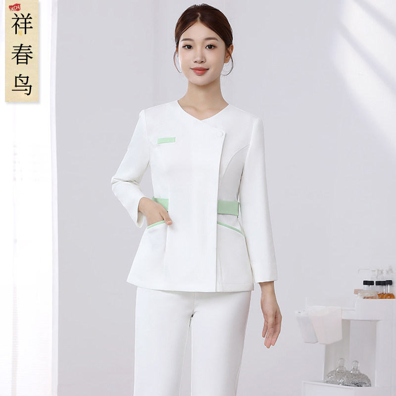 Xiangchun Bird Medical Beauty Care Work Uniforms Two-Piece Set for Women, Autumn and Winter Beauty Salon Hospital Dental Oral Nurse Uniforms