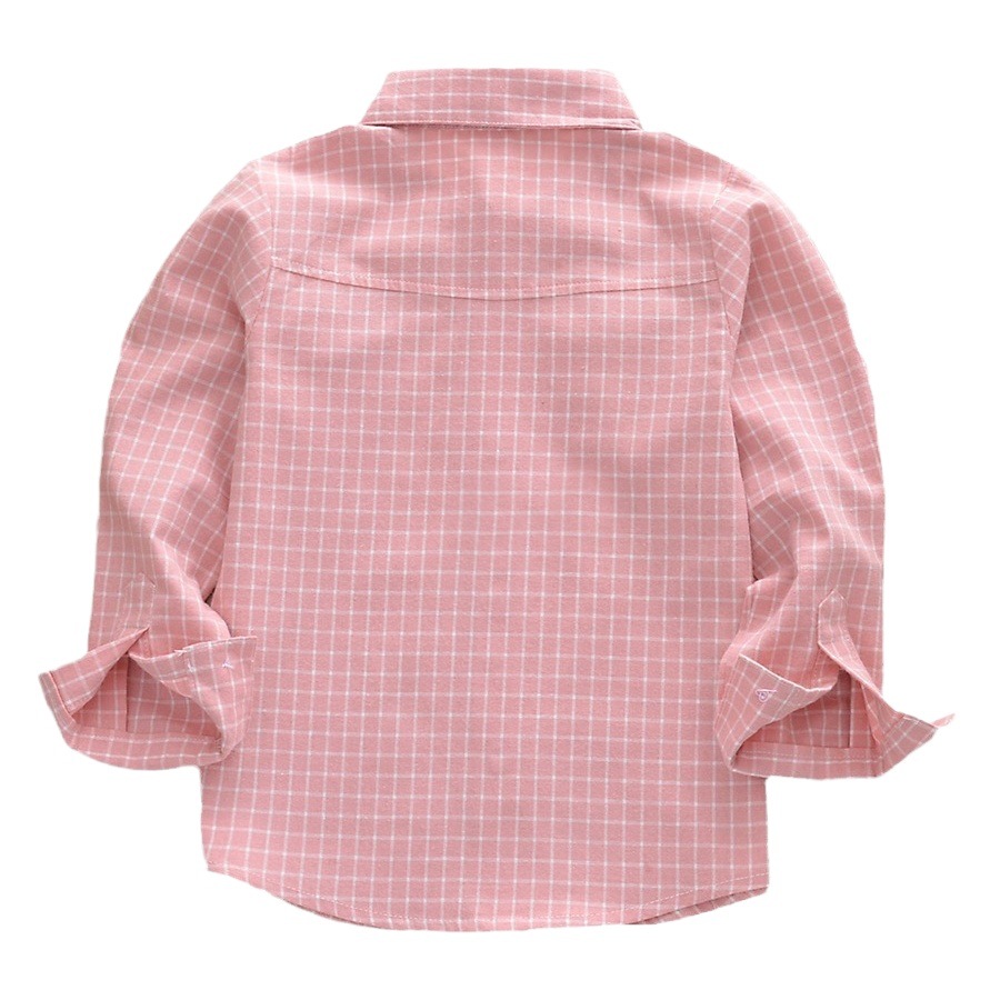 2025 primavera y otoño nuevos productos camisas para niños camisas de manga larga para niños y niñas camisas de un solo pecho con solapa a cuadros