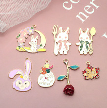 卡通叉勺兔子小王子红玫瑰合金吊坠diy饰品配件钥匙扣挂件