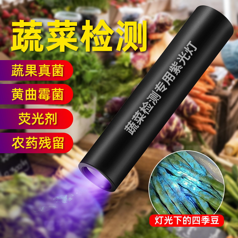 紫光灯手电筒 蔬菜检测灯365nm紫光灯农药残留真菌检测紫光手电筒