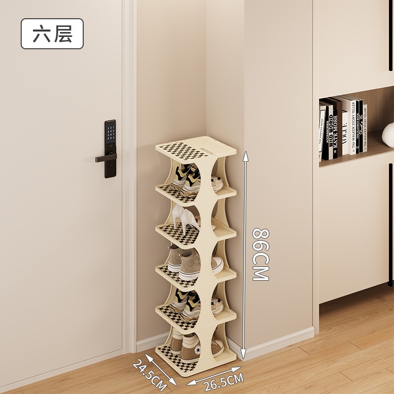 Zapatero simple ahorro de espacio pequeño pasillo de capas estrechas Zapatero puerta de casa hueco de múltiples capas Oficina dormitorio zapato gabinete image 11