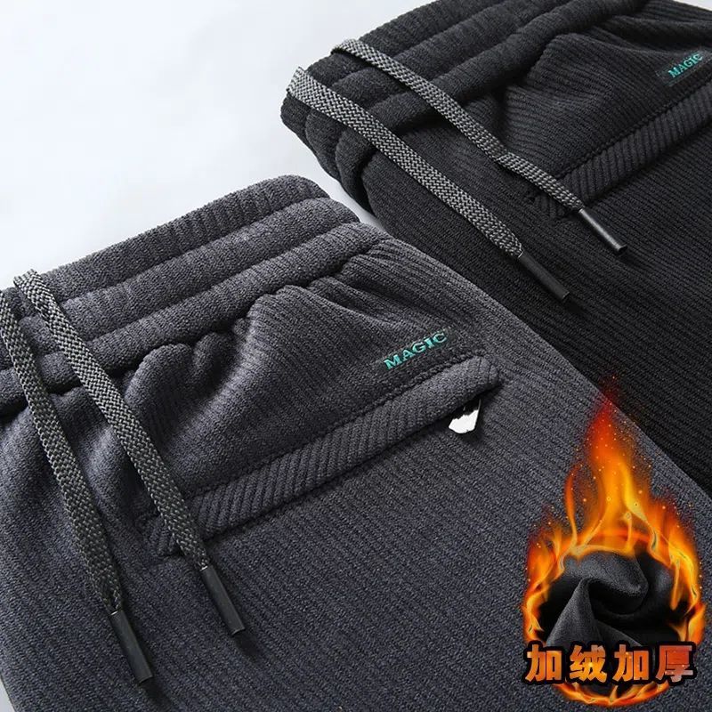 Otoño e invierno súper grueso estiramiento Otoño e Invierno pantalones de pana forrados de lana gruesa recta casual PANA pantalones largos