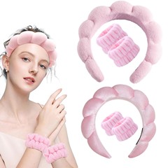 アマゾン麻花スポンジカチューシャ女の子高级感タオル布ハイトップカチューシャ洗颜メイクアップカチューシャセット