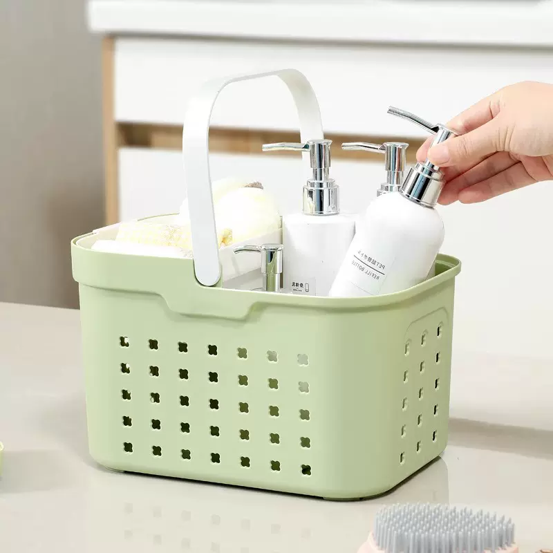 沐浴手提篮居家收纳筐桌面置物洗菜小篮子杂物储物篮镂空整理筐
