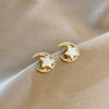 Brand fashionable earrings, trend universal zirconium, Korean style, simple and elegant design, micro incrustation