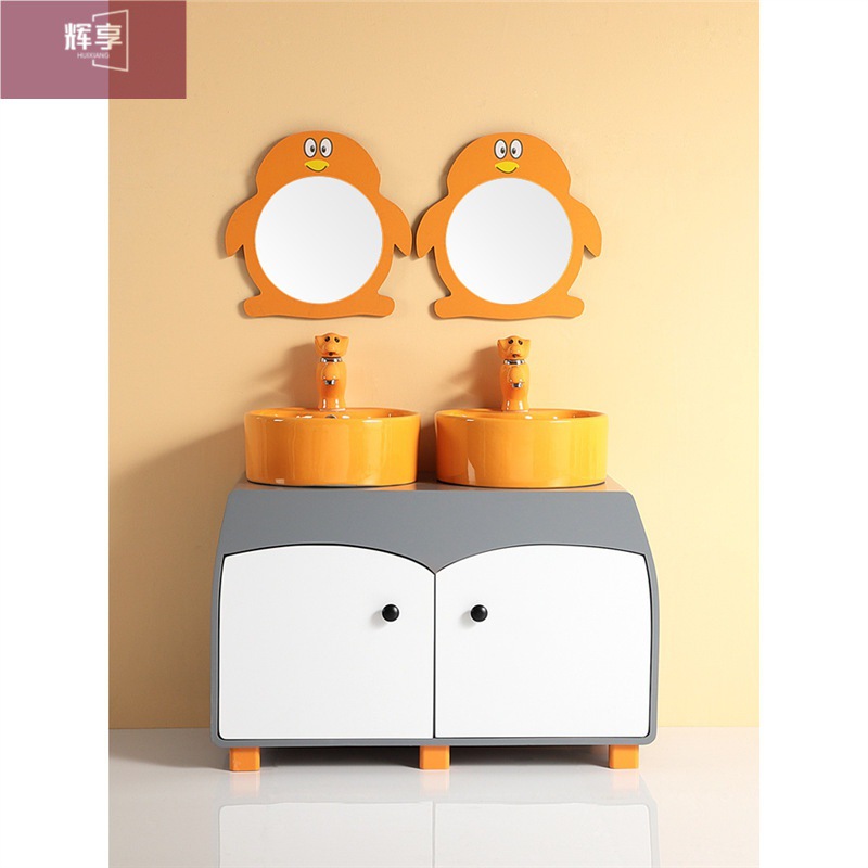 Kindergarten Bathroom Cabinet Children's Washbasin Cartoon High and Low Washbasin Mother's Washbasin Color Basin Cabinet