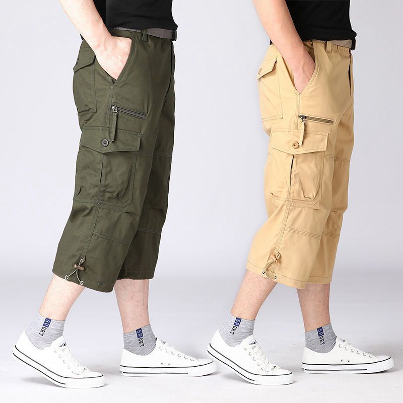 Summer Loose Overalls Capri Pants Men's Sports Shorts Plus Large Size Casual 7 Pants for Fatty Fat Men's breeches