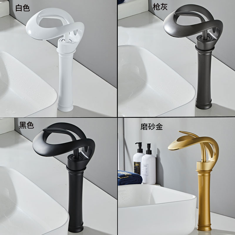 Mayor creativo de un solo agujero cascada lavabo grifo caliente y frío baño gabinete lavabo grifo cobre hogar