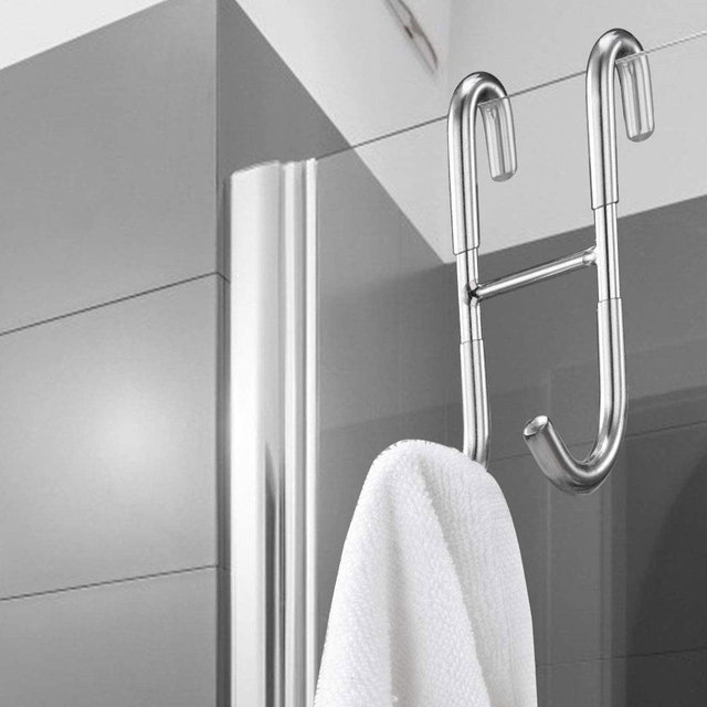 Hook S Hook 304 Stainless Steel Door Rear Hook Double-sided Metal Non-staining Clothes Hook Bathroom Glass Door Back Type Double Hook Hook S Hook 304 Stainless Steel Door Rear Hook Double-sided Metal Non-staining Clothes Hook Bathroom Glass Door Back Type Double Hook
