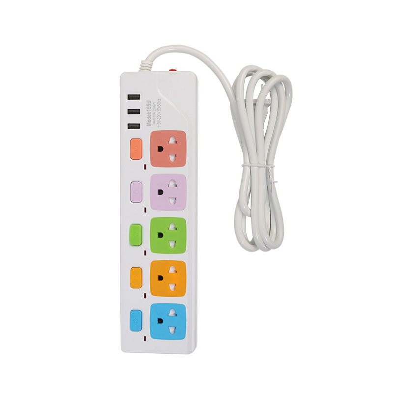 Tabla de conexión USB comercio exterior tailandés enchufe redondo 193u194u195u3 agujero gris blanco enchufe de oficina doméstica