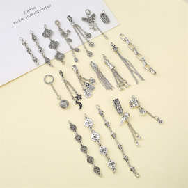 藏银合金吊坠 民族风蝴蝶流苏挂件水晶挂坠配件diy饰品藏银配饰