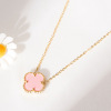 Quality double-sided design necklace stainless steel handmade, four-leaf clover, 15mm, light luxury style