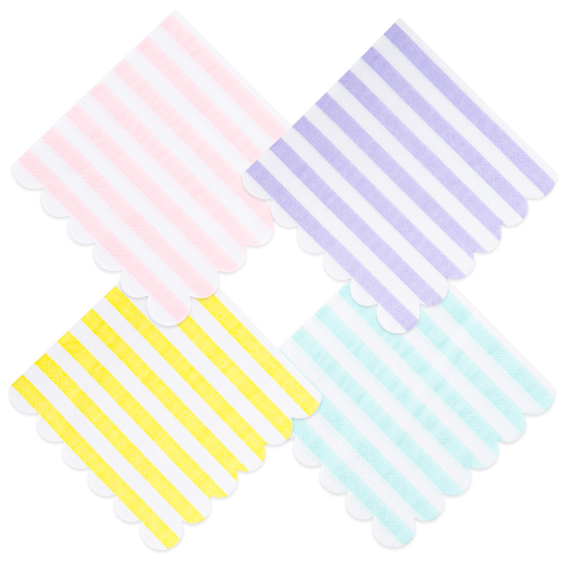 【Cross-Border Exclusive】Amazon Best-Selling Colorful Striped Napkins, Independent Supplier, Party Decoration Napkins