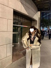 新年战袍冬装中长款过膝韩风加厚羽绒棉棉服女慵懒风明星通勤穿搭