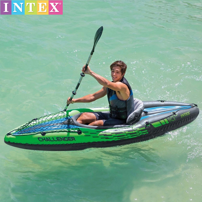 Original Intex Inflatable Raft Rubber Rowing Boat Single-Person Inflatable Boat with Paddle and Air Pump 68305