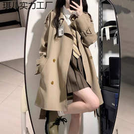 小个子风衣女2025年春新款韩系感英伦风中长短款高级感大衣外套