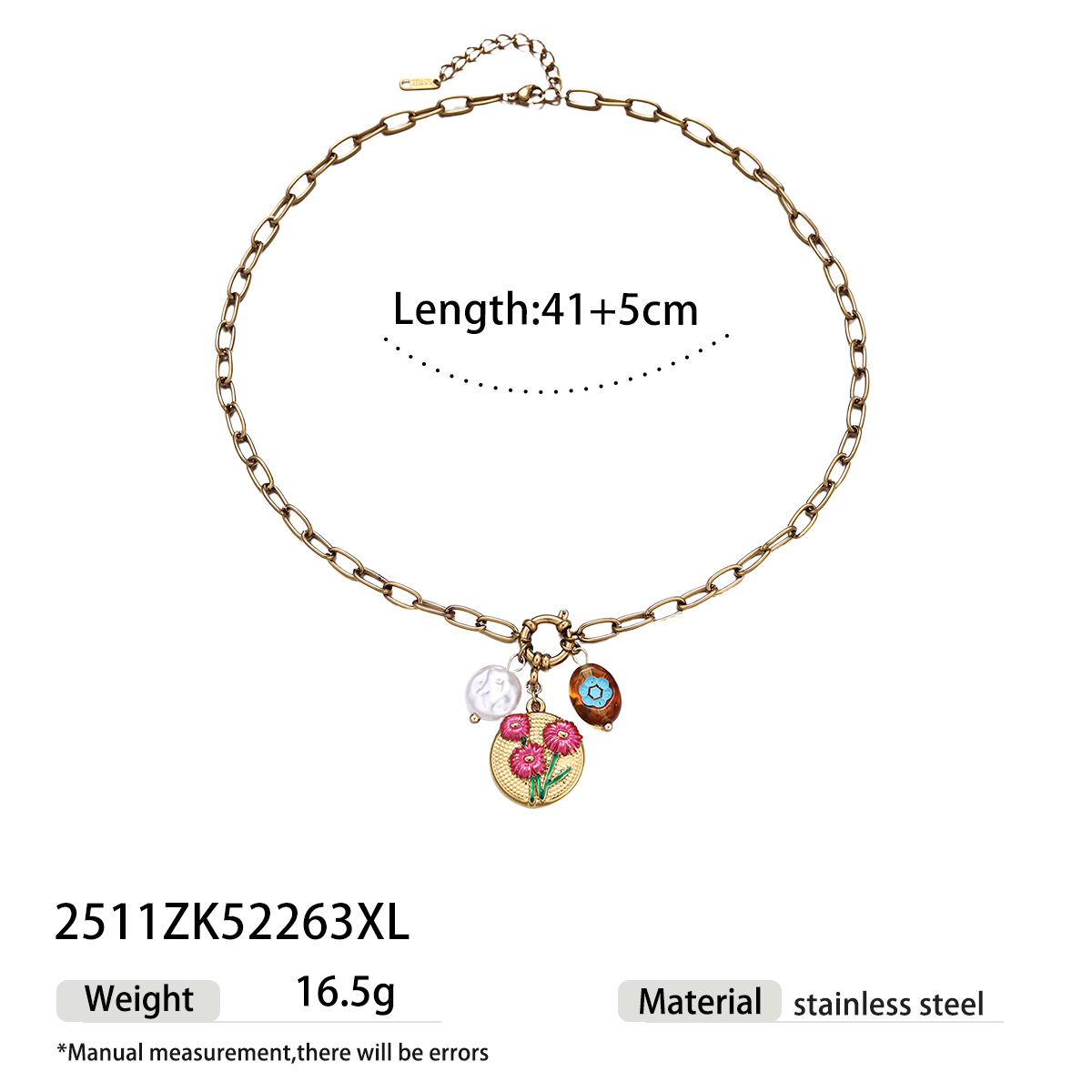 Collar de acero inoxidable de alta calidad ligero de lujo floral colgante de acero