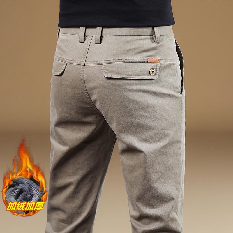 High-end man Casual pants winter Plush Self cultivation Straight Khaki Western-style trousers Trend business affairs trousers