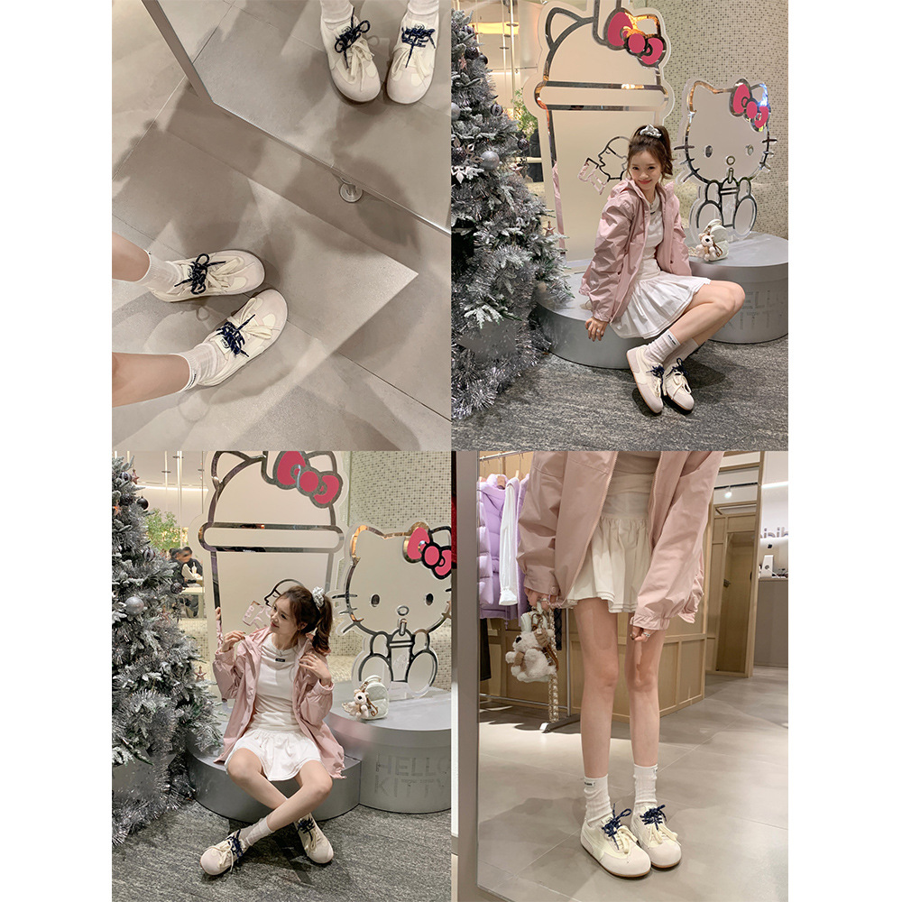 Versión de cuero de vaca ~ Su Yan Yan con la cabeza grande pequeño lindo Duo Duo cordón de zapatos de entrenamiento casual de alta altura zapatos de mujer Gump