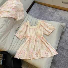 2025春夏新款蔷薇碎花裙纯棉雅致显瘦睡衣国风新中式套装女