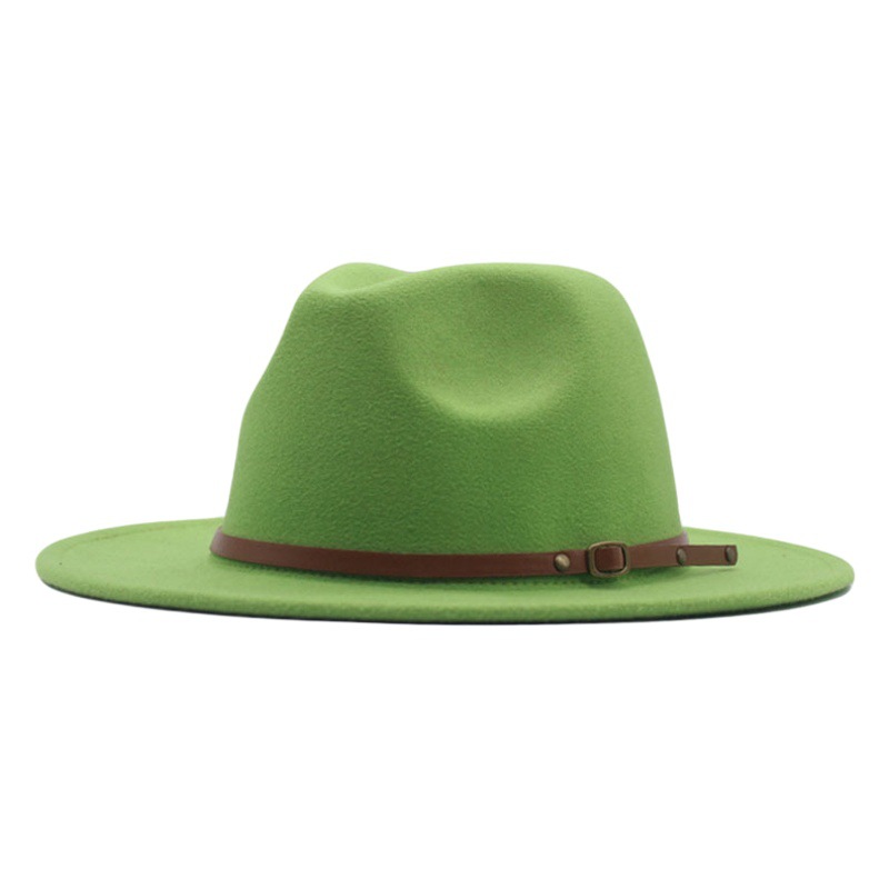 Otoño e invierno europeo y americano Sombrero de jazz marrón Sombrero de lana plano retro británico de las mujeres Sombrero de fieltro Sombrero de moda inconformista sombrero superior