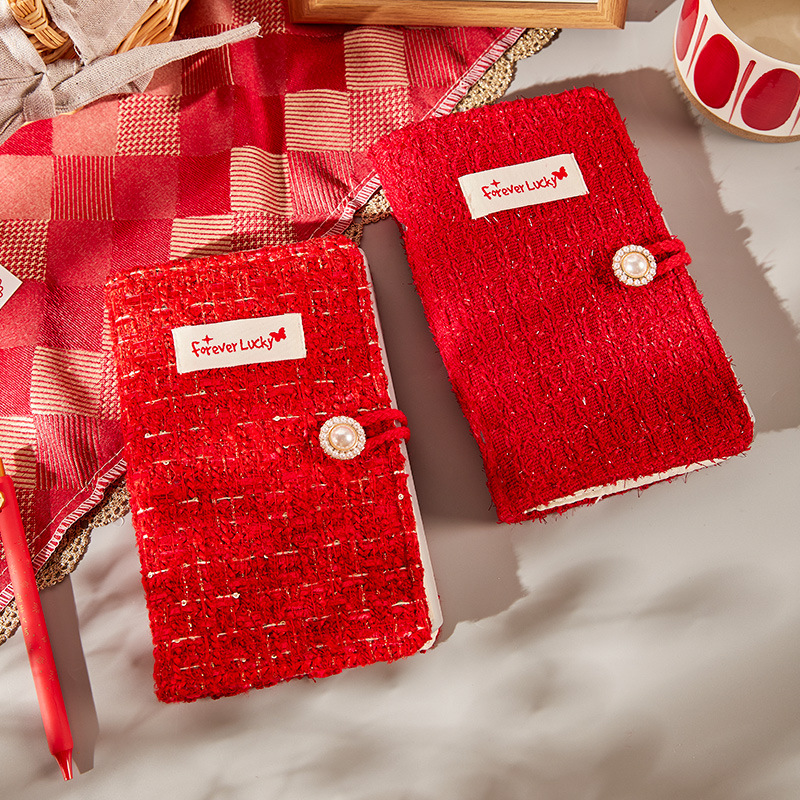 Año Nuevo rojo dinero en efectivo ahorro de dinero esta chica A6 pequeña hoja de tela de viento fragante engrosado libro de almacenamiento de gran capacidad