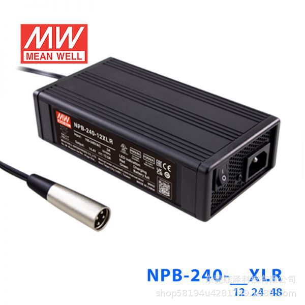 明纬电源NPB-360-12/24/48 TB/XLR 2/3段式铅酸/锂电池充电器360W