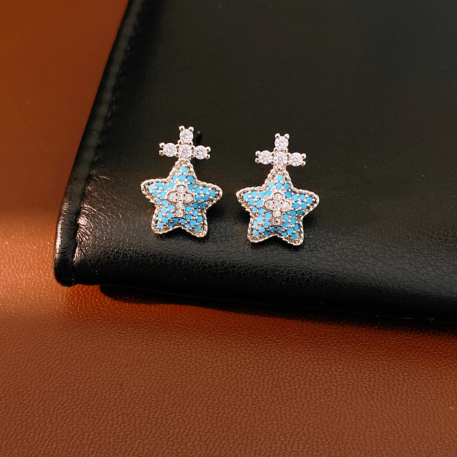 Flores de zircon cruces de estrellas collares de llaves lujosos nichos clavículas personalidad temperamento moda conjunto de joyas